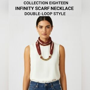 Collection Eighteen Rust Marbled Infinity Scarf Necklace | Gold & Beaded
